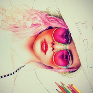 نقاشی چهره با مداد رنگی؛ هنرمند: Morgan Davidson
