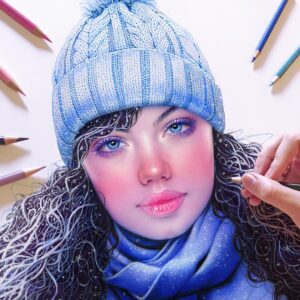 نقاشی چهره با مداد رنگی؛ هنرمند: Morgan Davidson