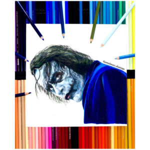نقاشی جوکر هیت لجر با استفاده از مداد رنگی