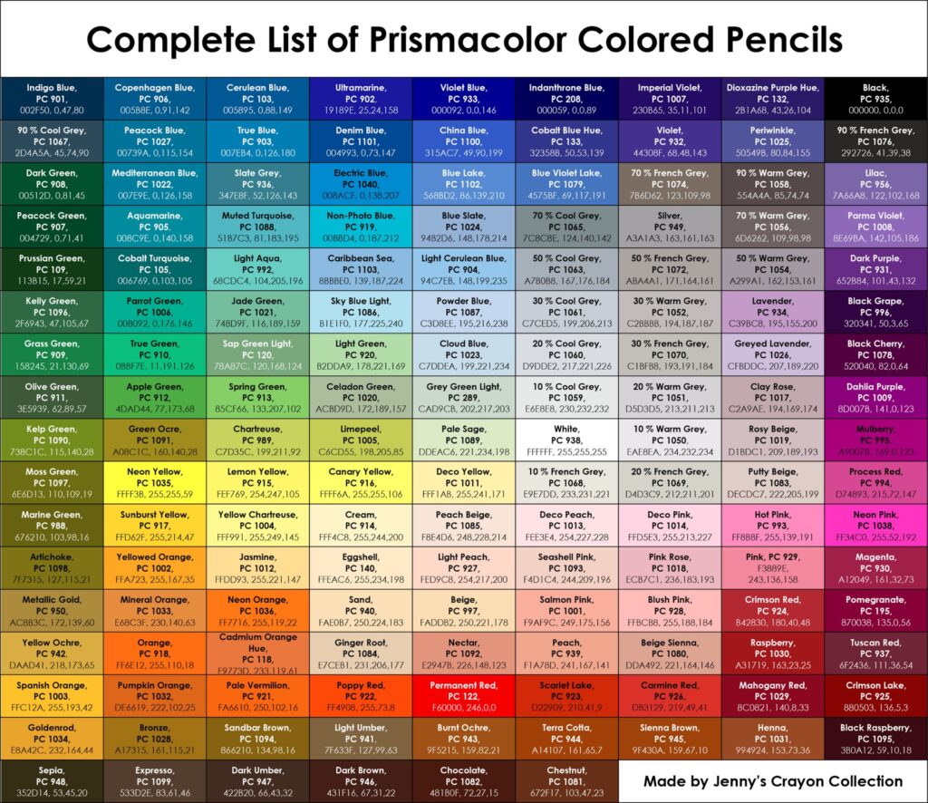 کاتالوگ 150 رنگ مداد رنگی پریسماکالر