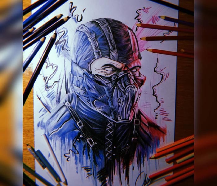 نقاشی ساب زیرو با استفاده از مداد رنگی